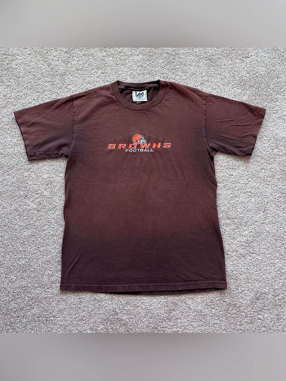 Vintage CLE Browns Shirt Lee Sport Embroidered T-Shirt Brown Adult Medium 90s